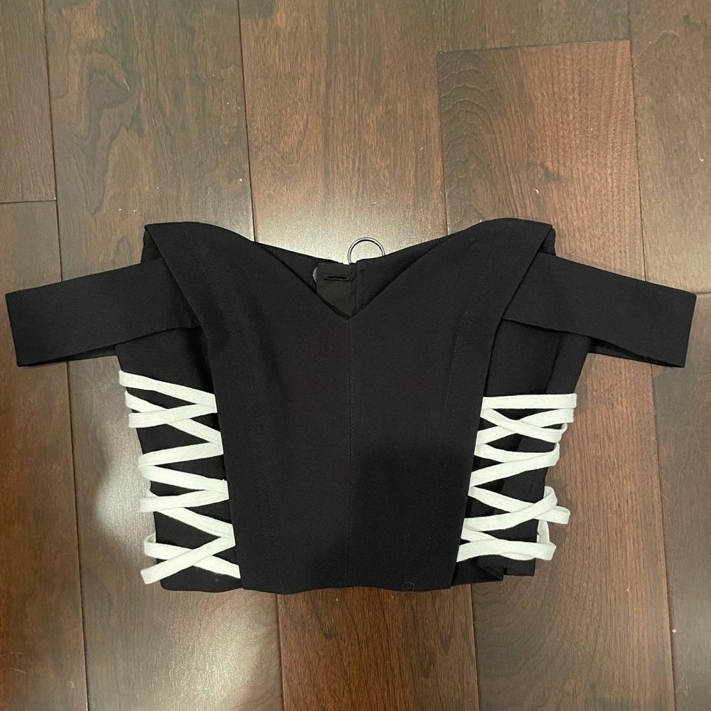Topshop Black Corset Crop Top